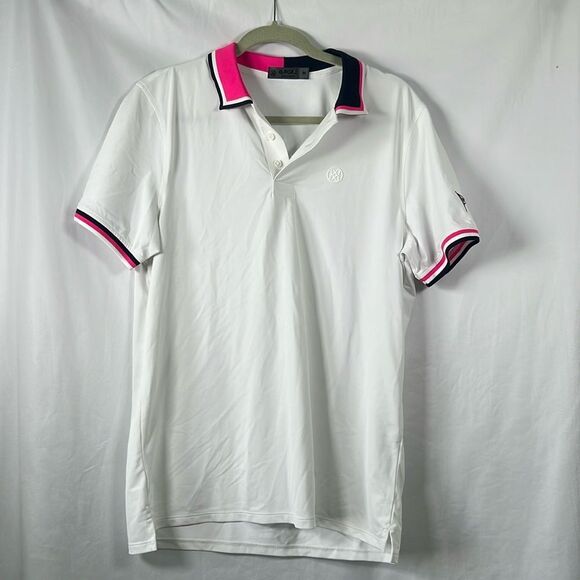 G/FORE TWO TONE COLLAR TECH PIQUE MENS GOLF POLO SHIRT M Lauderdale Yacht Club - Picture 1 of 7
